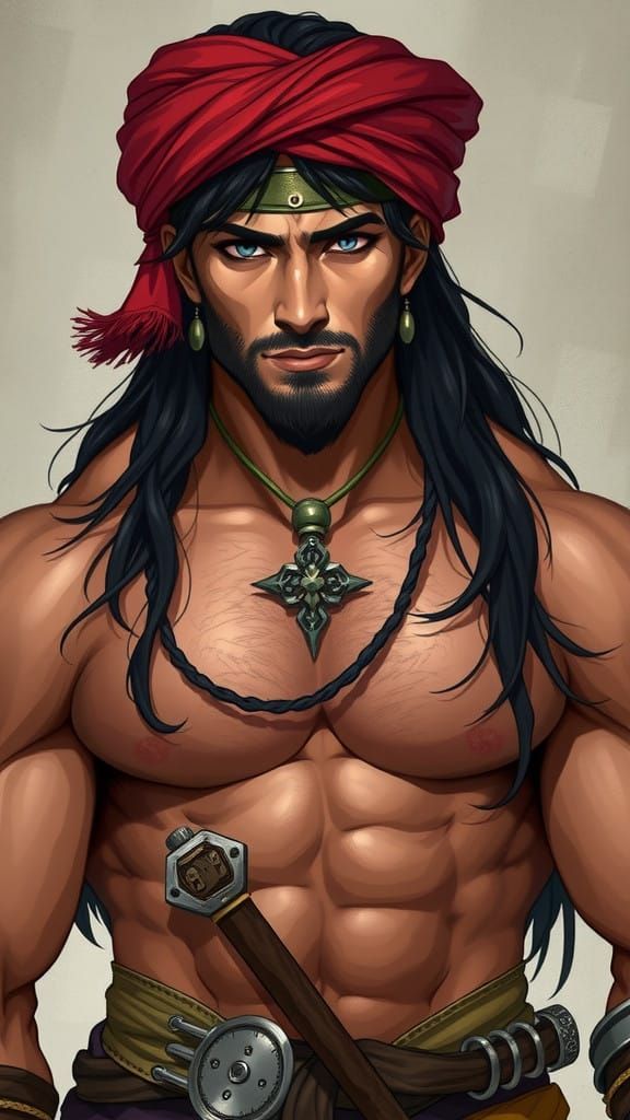 Persian Warrior in Vibrant Fantasy Attire