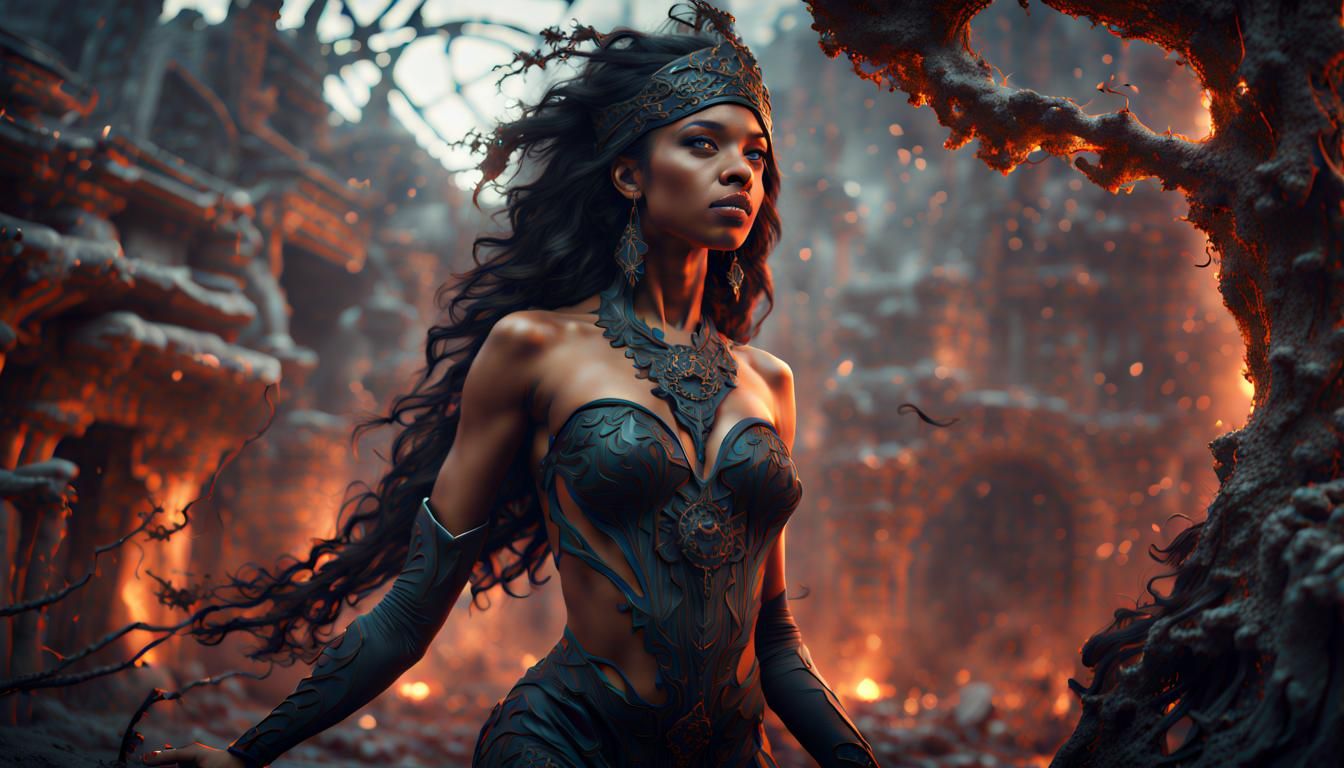 Alluring Black Magic Woman Ready to Strike