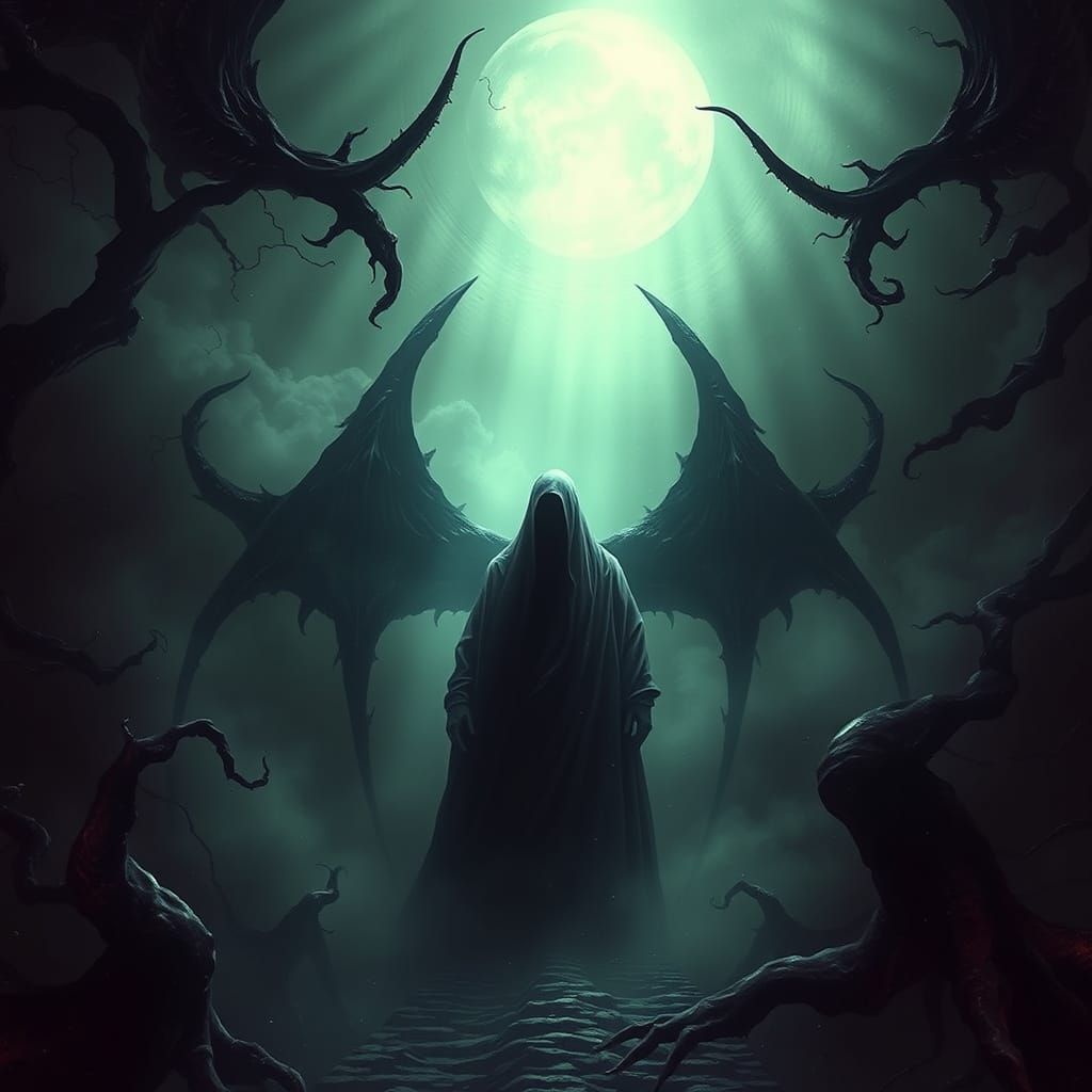 Ominous Figure in Dark Mystical Realm