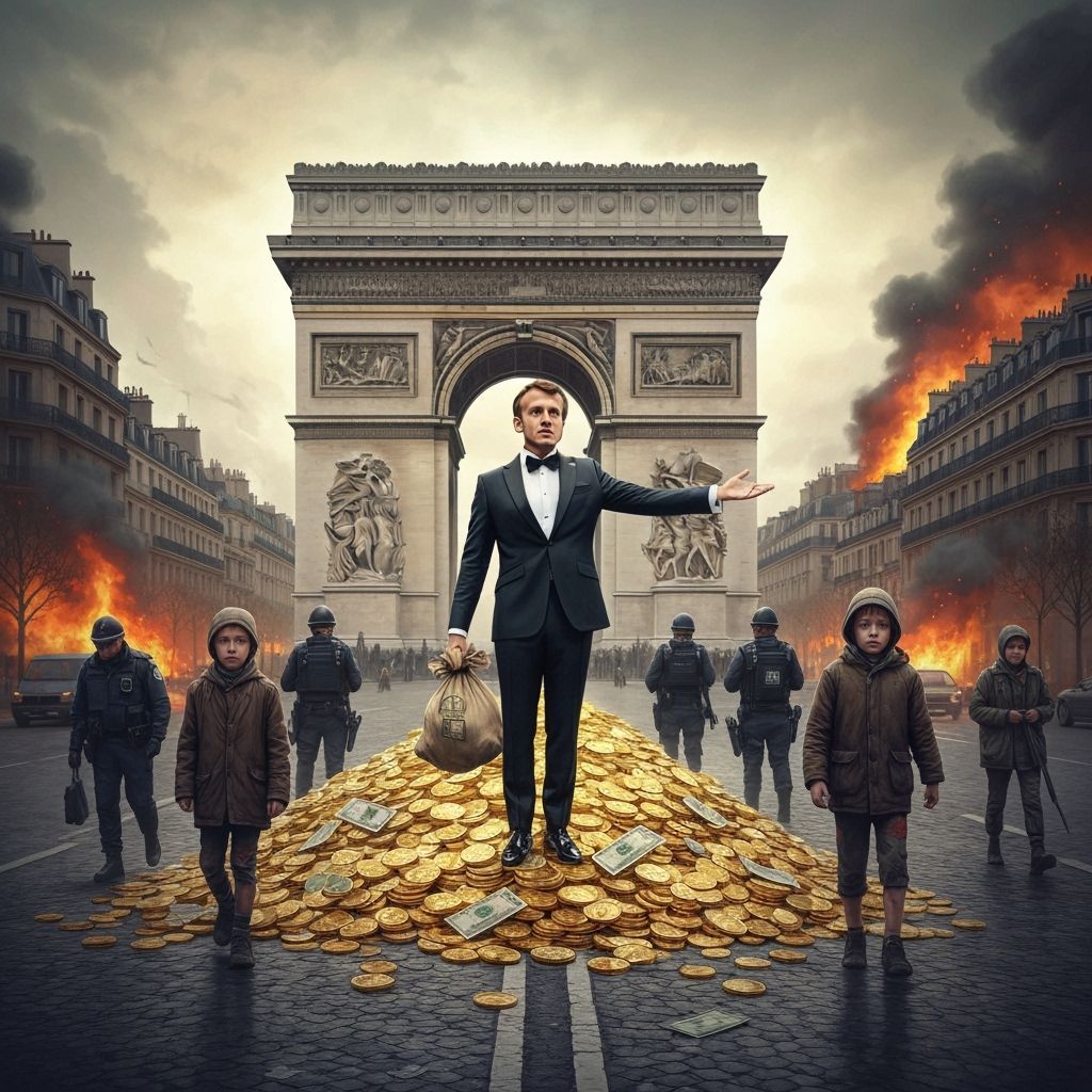 Dystopian Leader on Mountain of Gold in Paris
