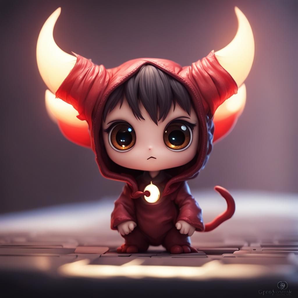 Cute Tiny Internet Demon with Rim Lighting