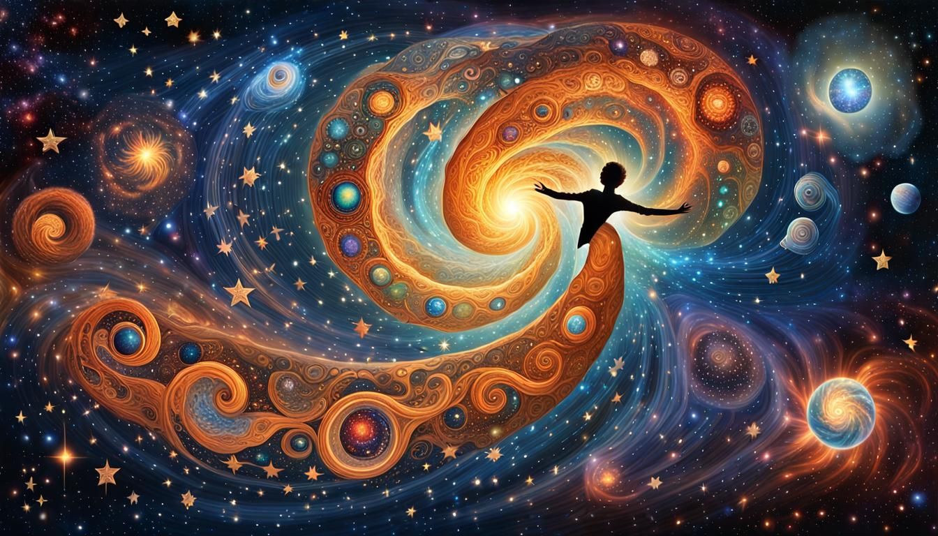 Ethereal Star Swirling in Galactic Lights