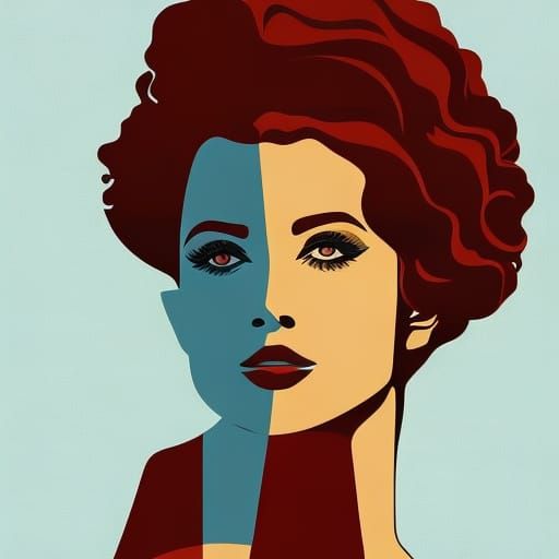 Auburn Haired Woman Sunbathing: Pop Art Screen Print