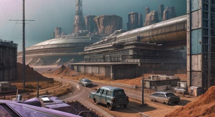 Retro Punk Landscape in Digital Comic Style