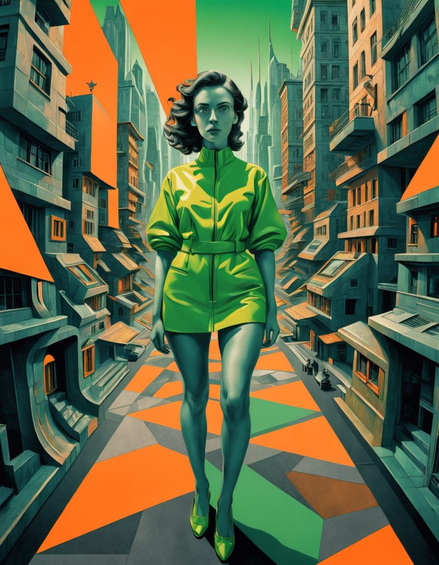 Droste Effect Art in Futuristic Cityscape