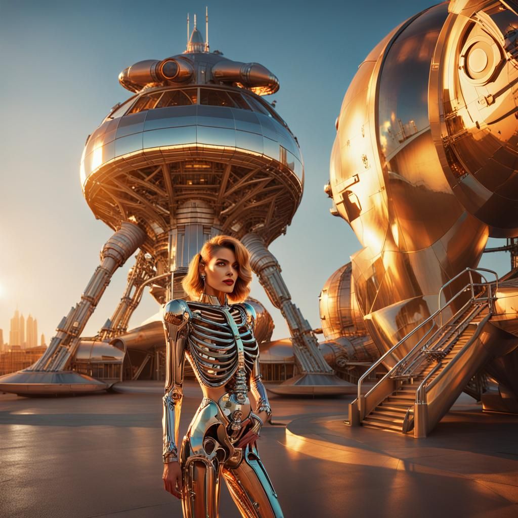 Atompunk Skeleton by Rocket in Golden Light