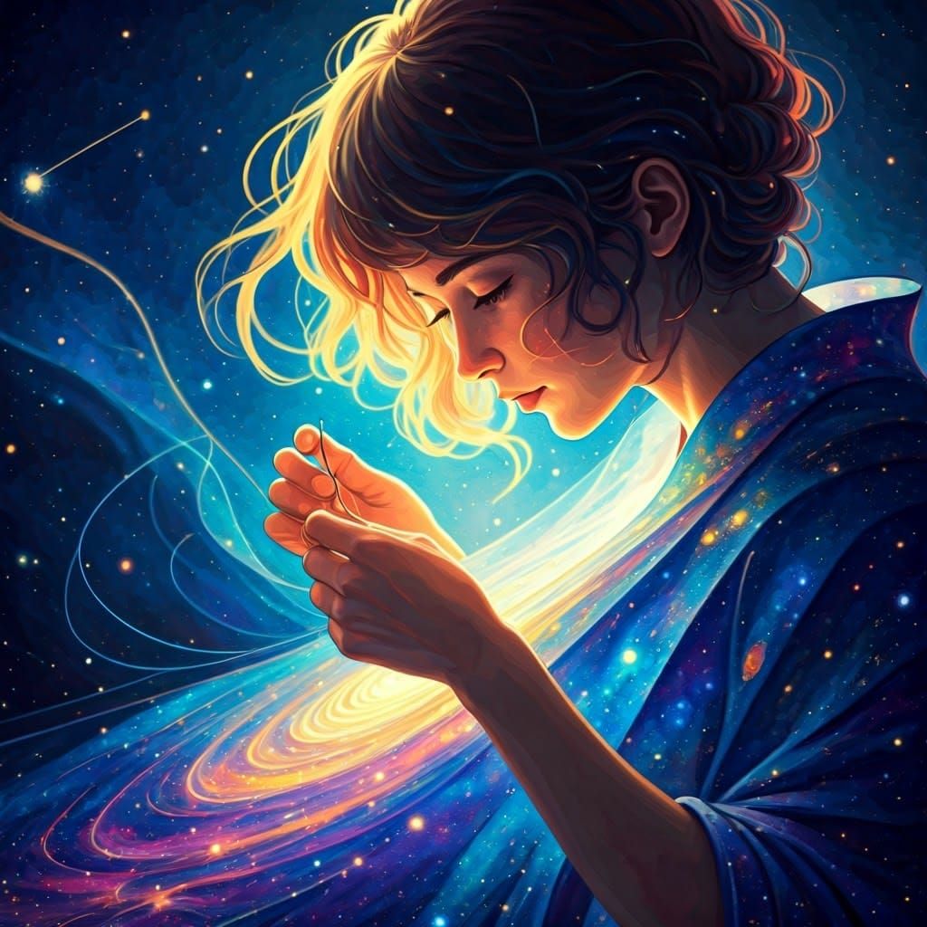 Celestial Weaver Creates Ethereal Starry Night Gown