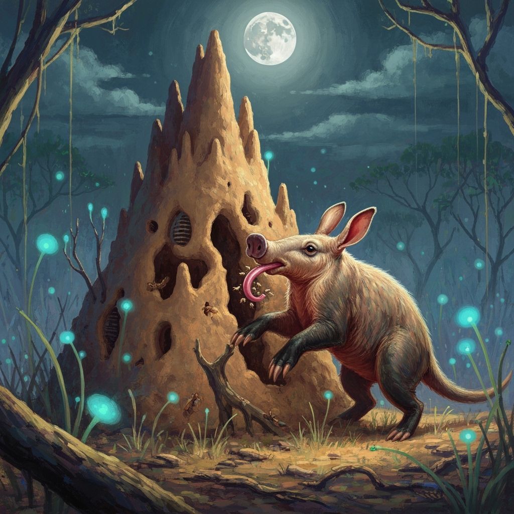 Aardvark Digging Termite Mound in Nocturne Style