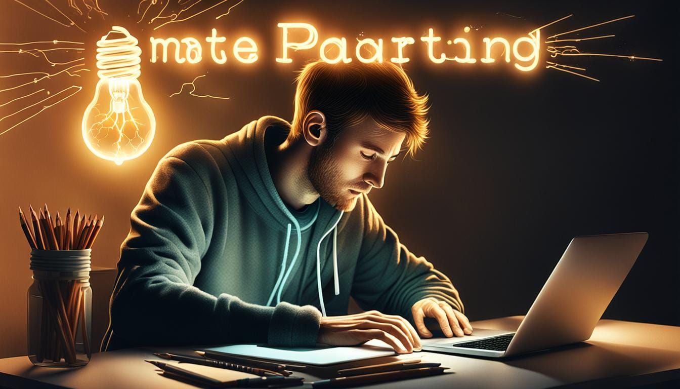 Person Typing with Glowing Bulb: Learning Concept Art