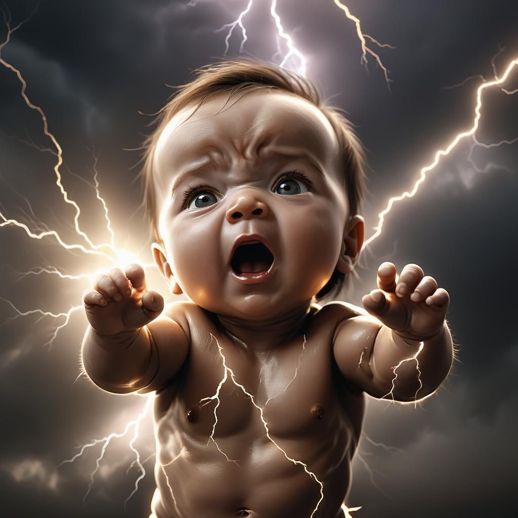 Dramatic Portrait of Baby in Digital Art Style