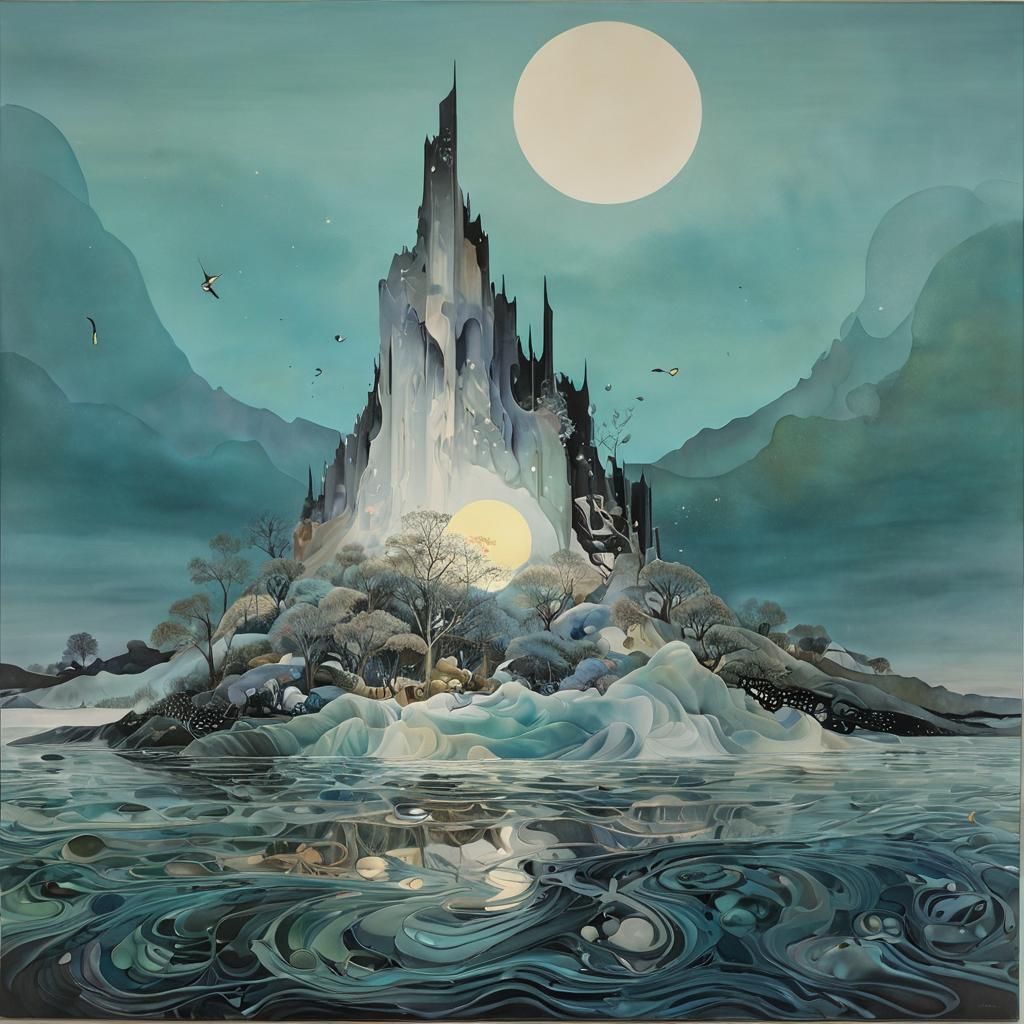 Mystical Landscape in Layered Surrealism