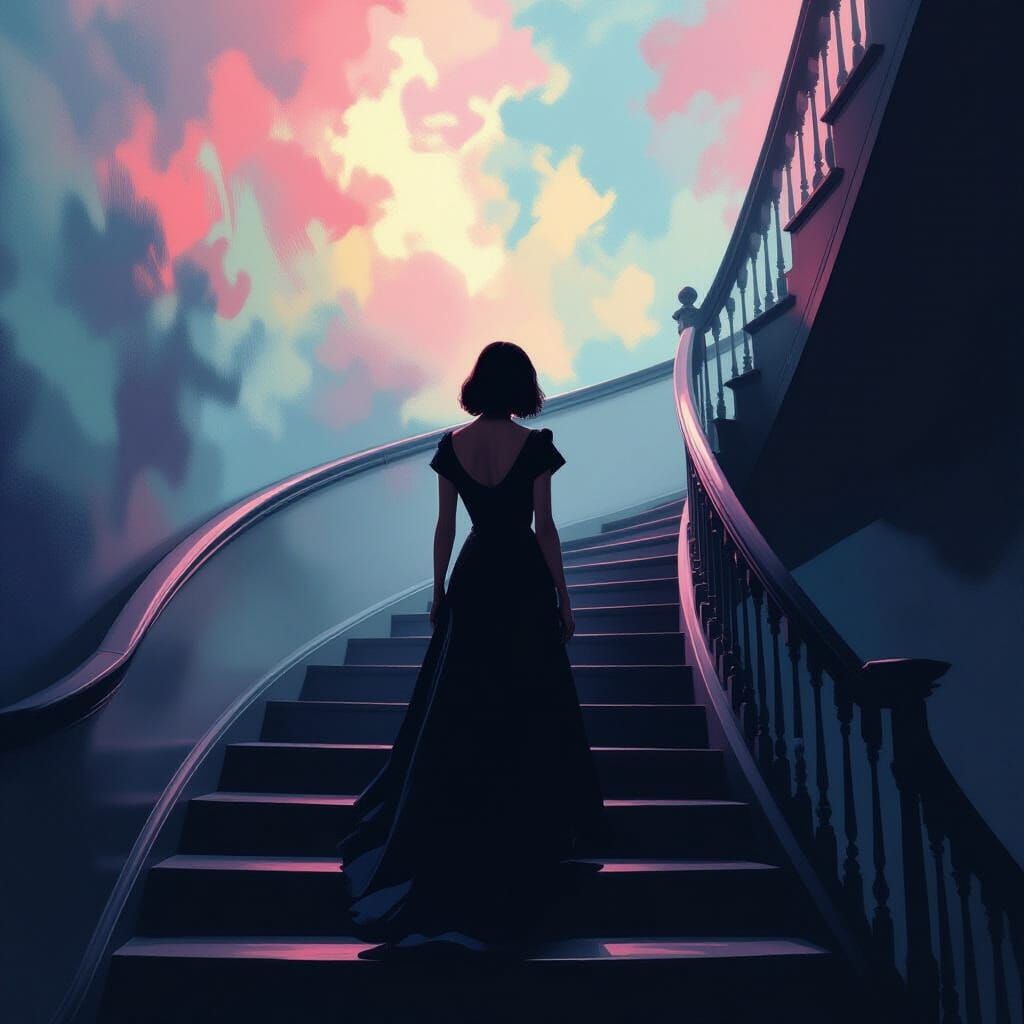 Hitchcock Inspired Vertigo Scene in Film Noir Style