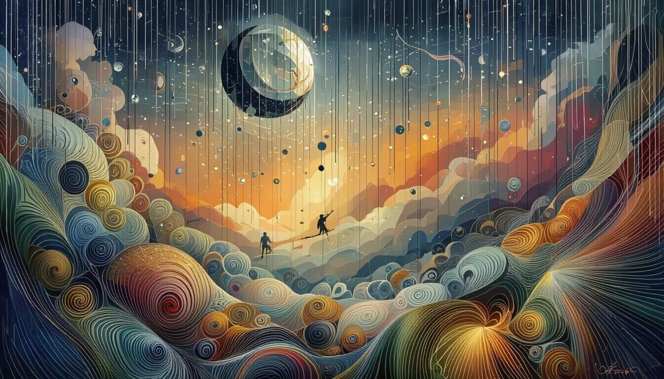 Dreamlike Serenity: Soft Blues and Pinks in Fluid Brushstrok...