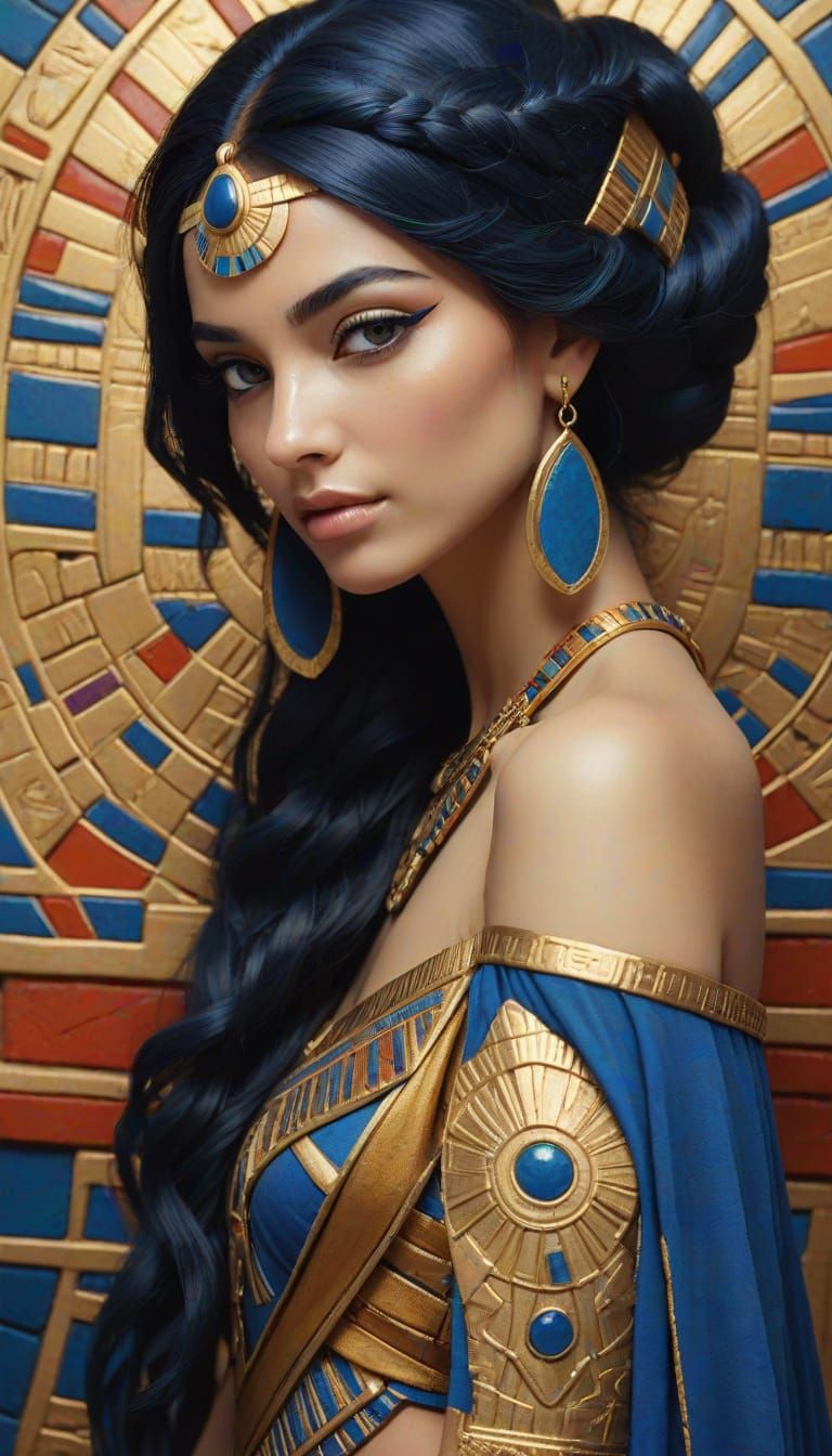 Egyptian Princess in Golden Light: Photorealistic Close-Up