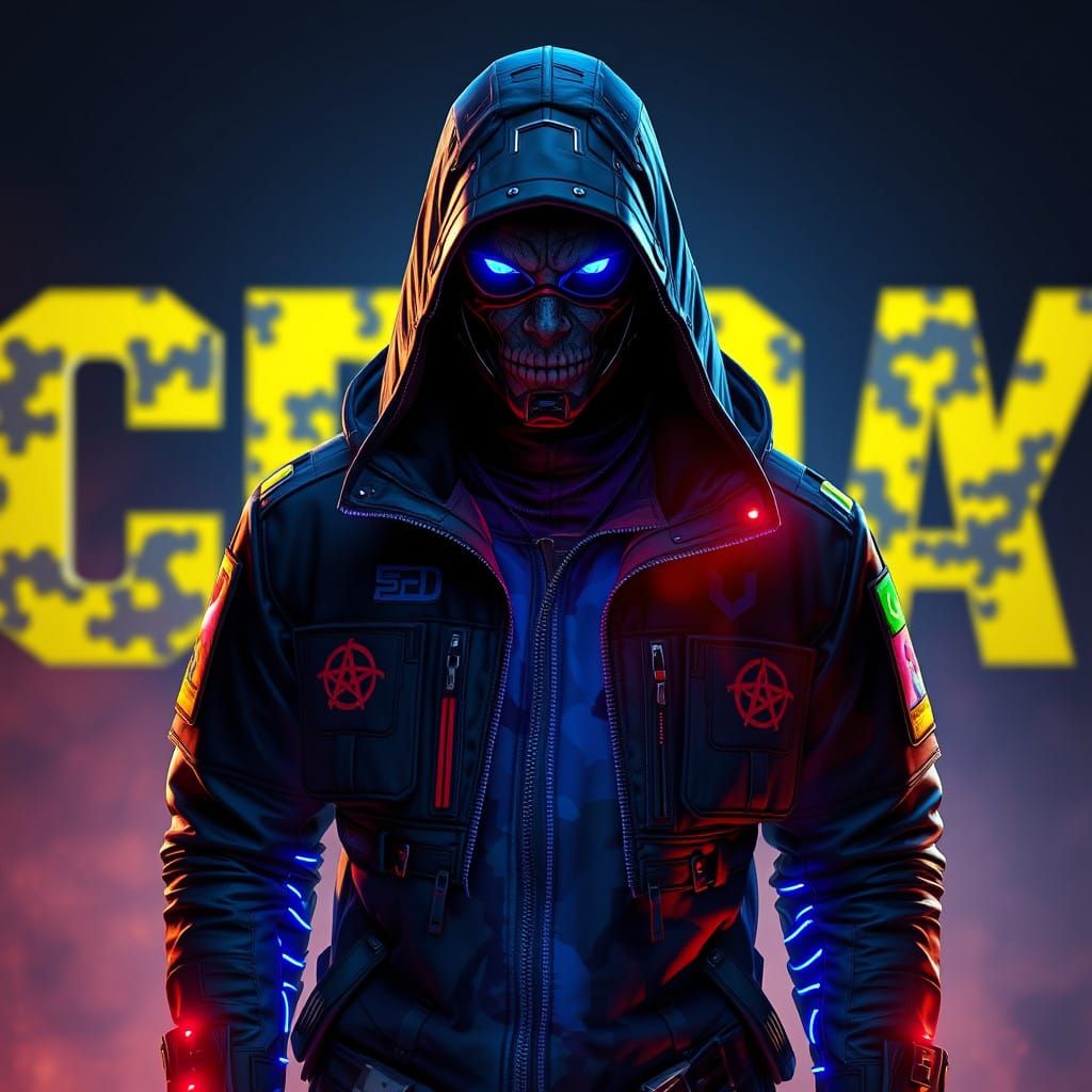 Hyperreal Cyberpunk Character 'Army Cebra' in Full Body LED...