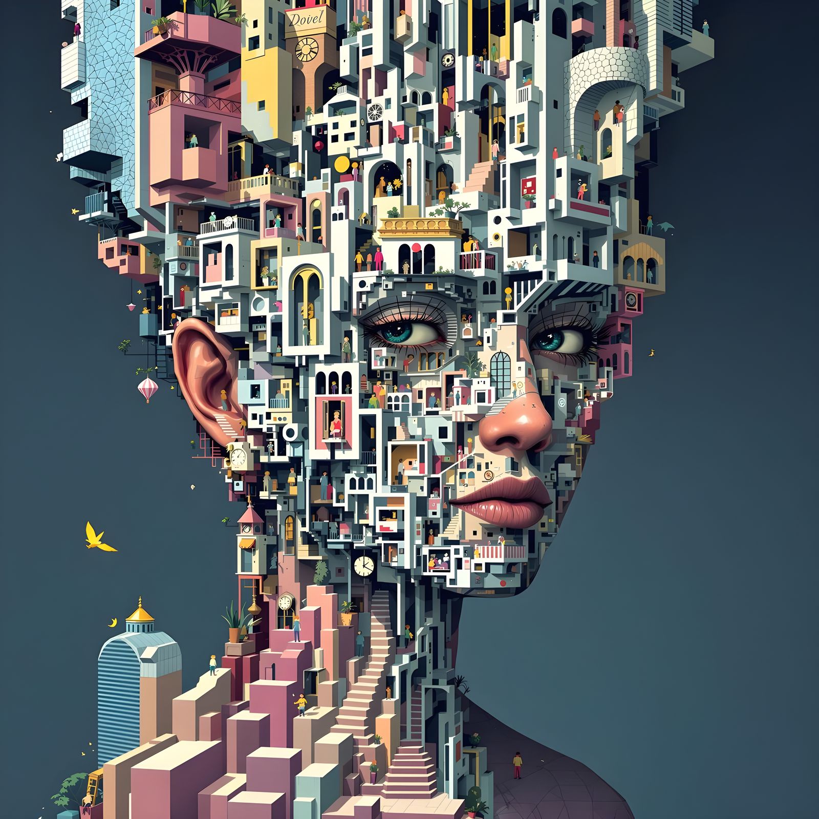 Surreal Pixel Portrait of a Mysterious Figure