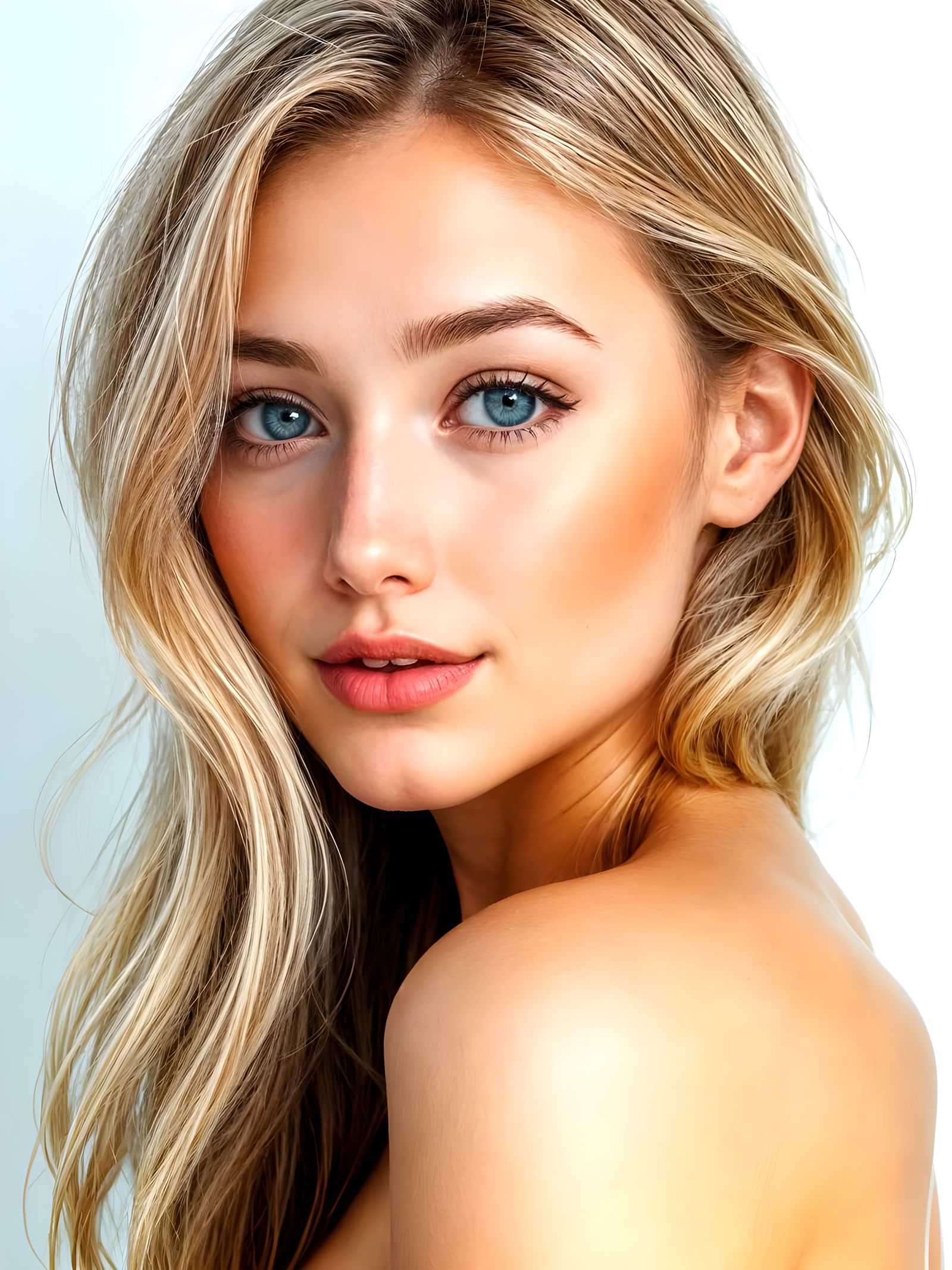 Elegant Digital Portrait of a Young Woman in High-Fashion St...