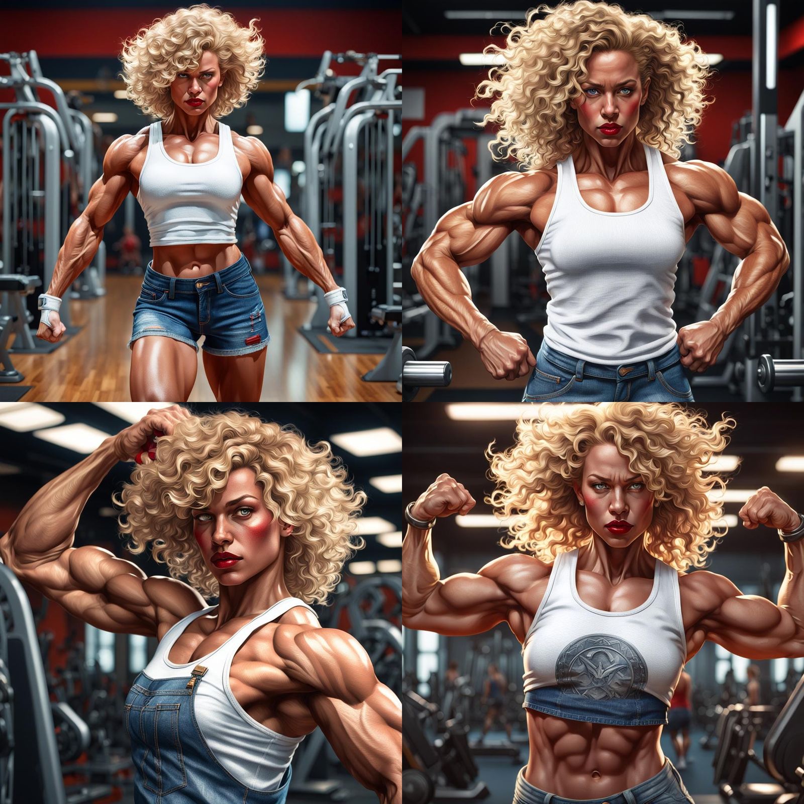 Female Bodybuilder Flexing Biceps: Ultra Realistic 4K