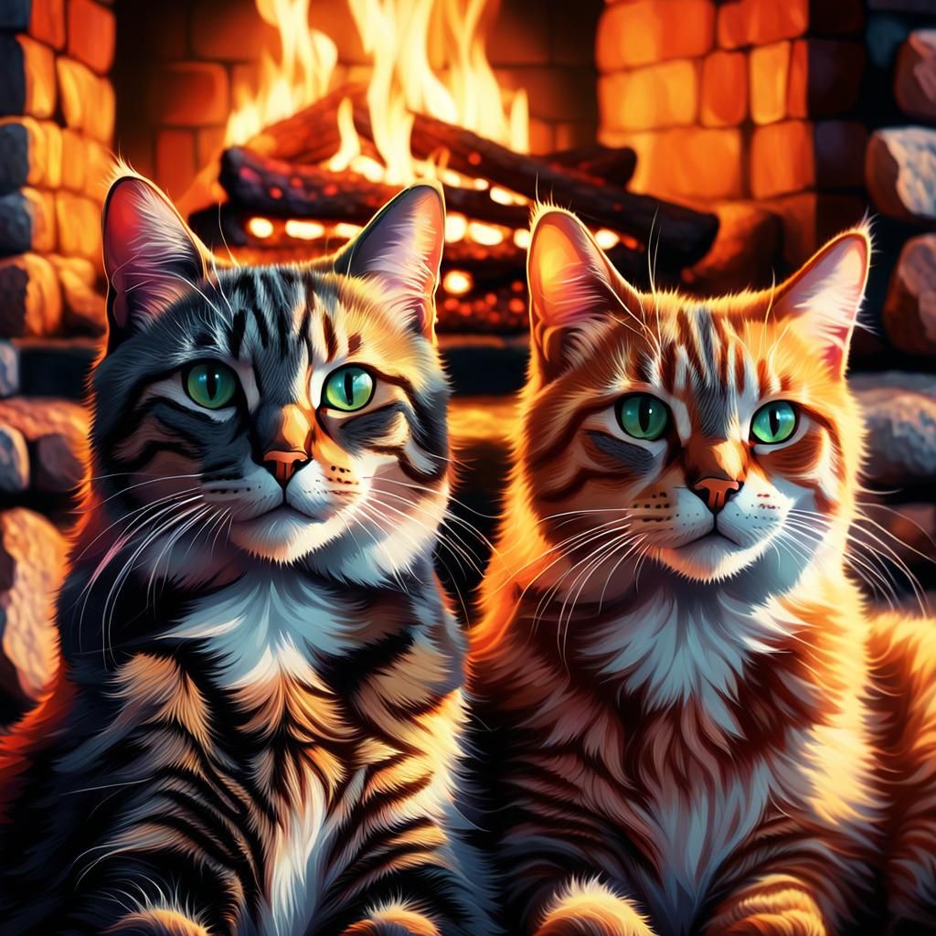 Cozy Cats in Cinematic Warmth