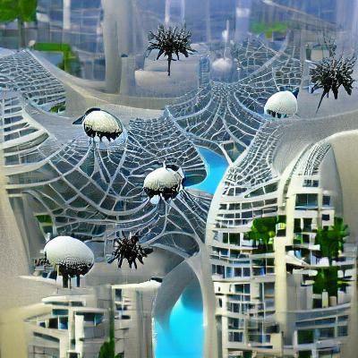 Futuristic Spider Colony Cityscape