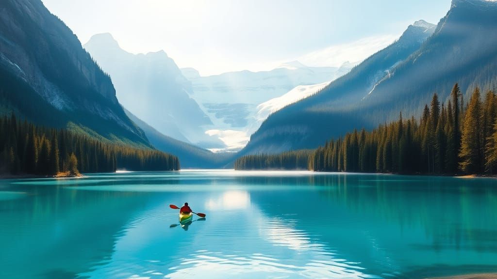 Banff National Park Lake in Impressionistic Style