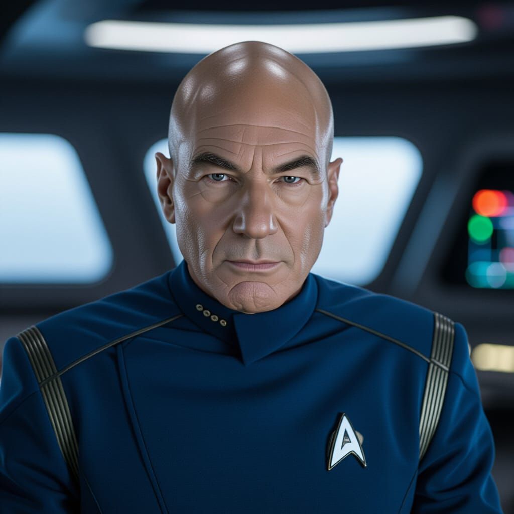 Captain Picard in Starfleet Uniform on Enterprise Bridge