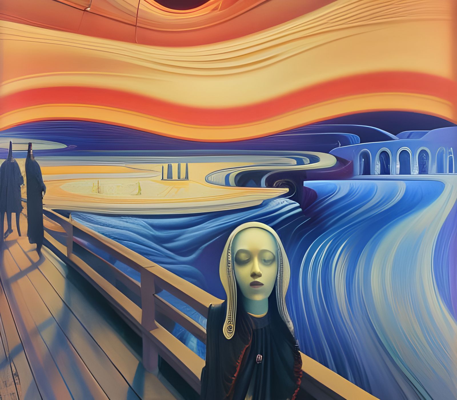 The Scream Reimagined: Detailed Digital Art Nouveau Painting