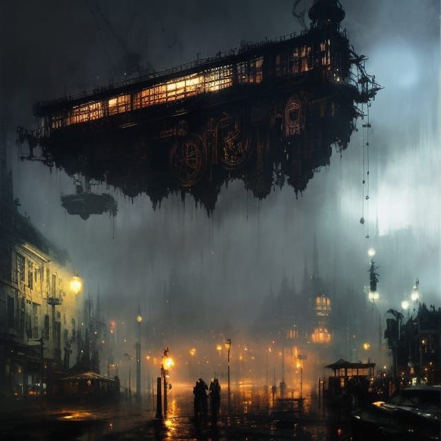 Chrome Black UFO Landing: Hyperdetailed Digital Art