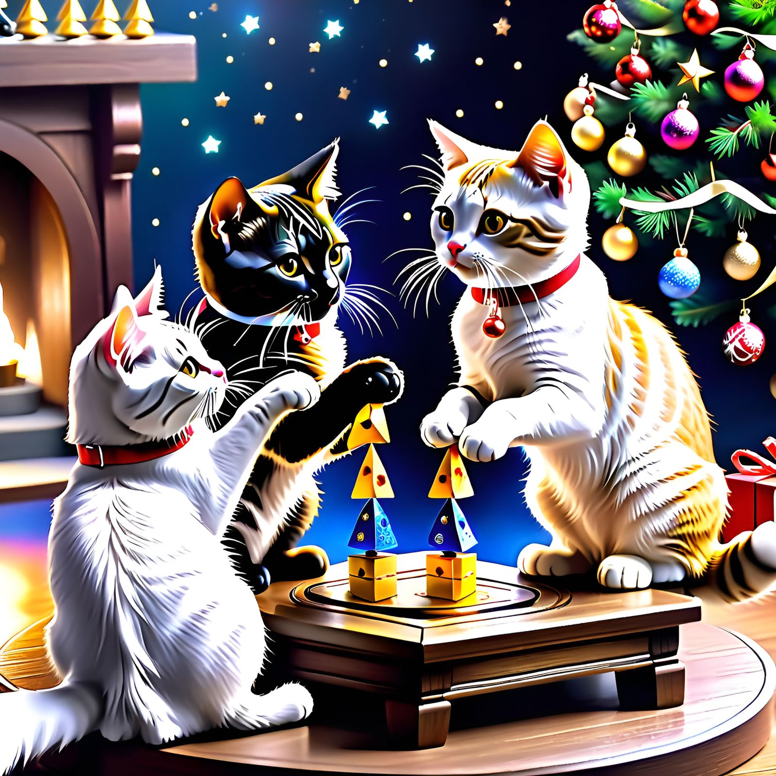 Cats Celebrate Hanukkah and Christmas