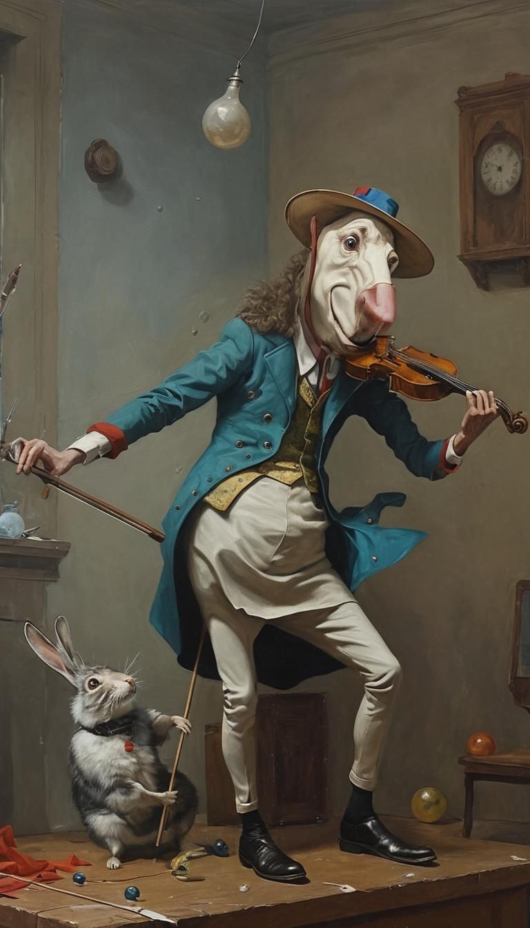 Surreal Dress Rehearsal in Hyperreal Film Style