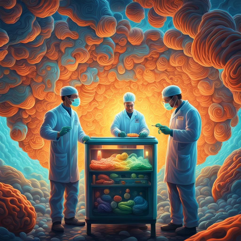 Surreal Scientists Fueling Mitochondria: Hyperrealistic Conc...