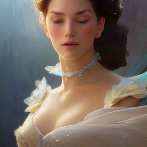 Cinderella and her glass slipper, head and shoulders portrai...