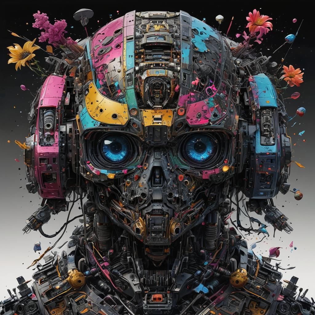 Cybernetic Spacecraft Portrait Inspired by Takashi Murakami