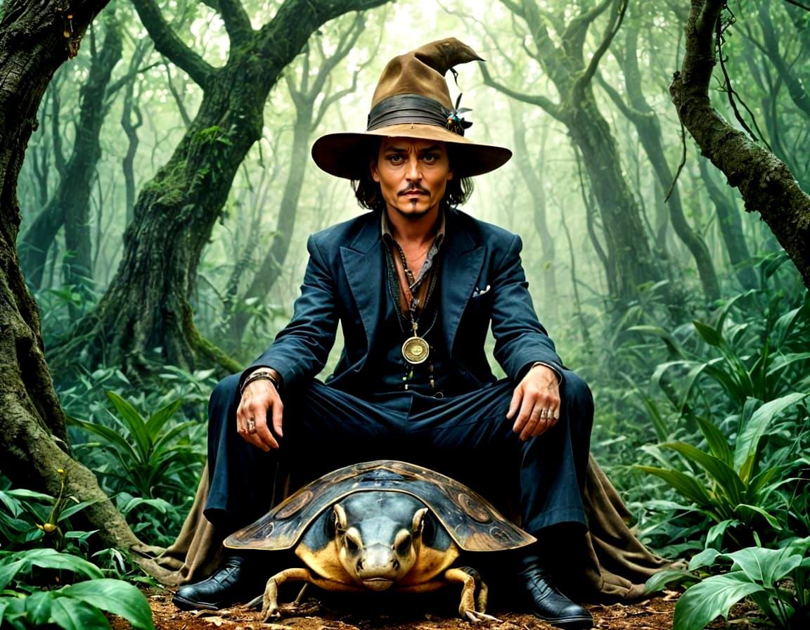 Magical Johnny Depp as the Sandman Rides a Firefly in an Enc...