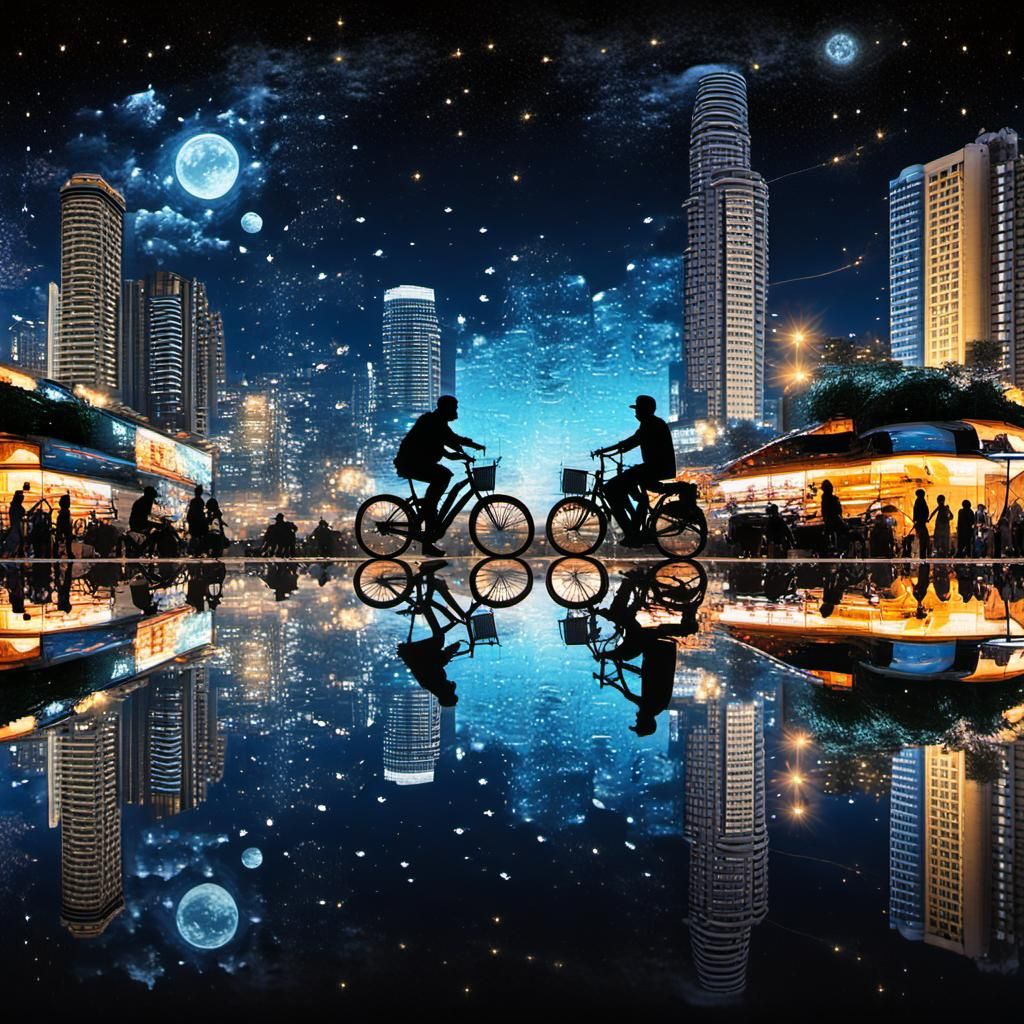 Manila Nightlife: Double Exposure Silhouette Symphony