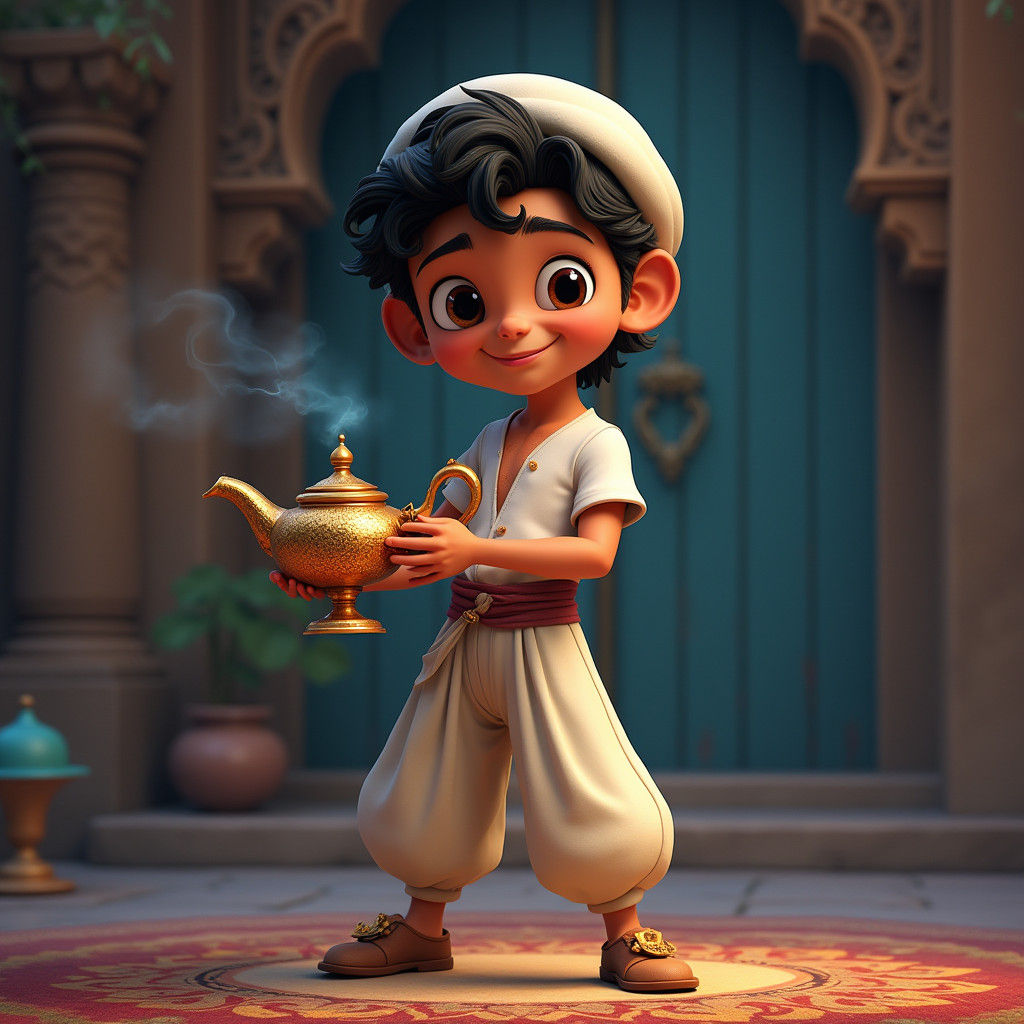 Aladdin with Magic Lamp: Fantasy Concept Art