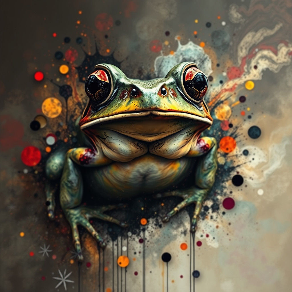 Mysterious Frog in Dystopian Fantasy: Impasto Splash Art