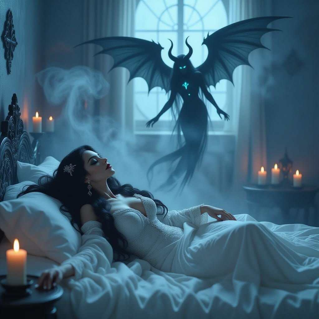 Gothic Cyber-Occult Priestess Visited by Incubus