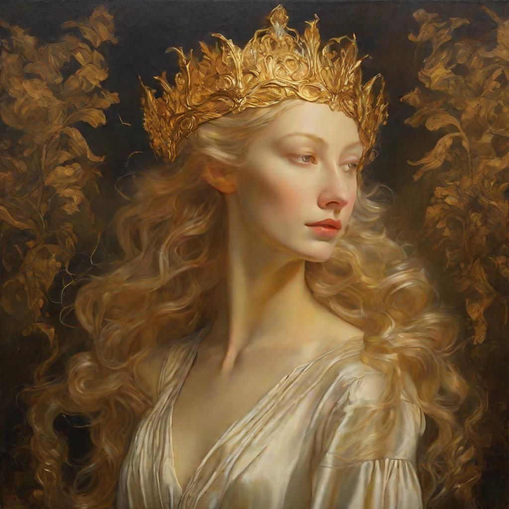 Baroque Painting of Galadriel in Soft Light