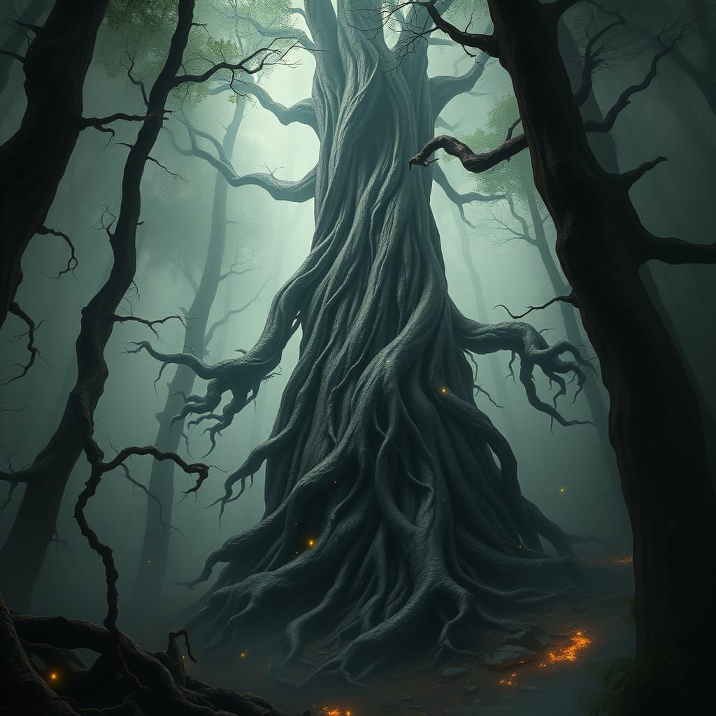 Gritty, Hyper-Realistic GROOT Amidst Mystical Forest