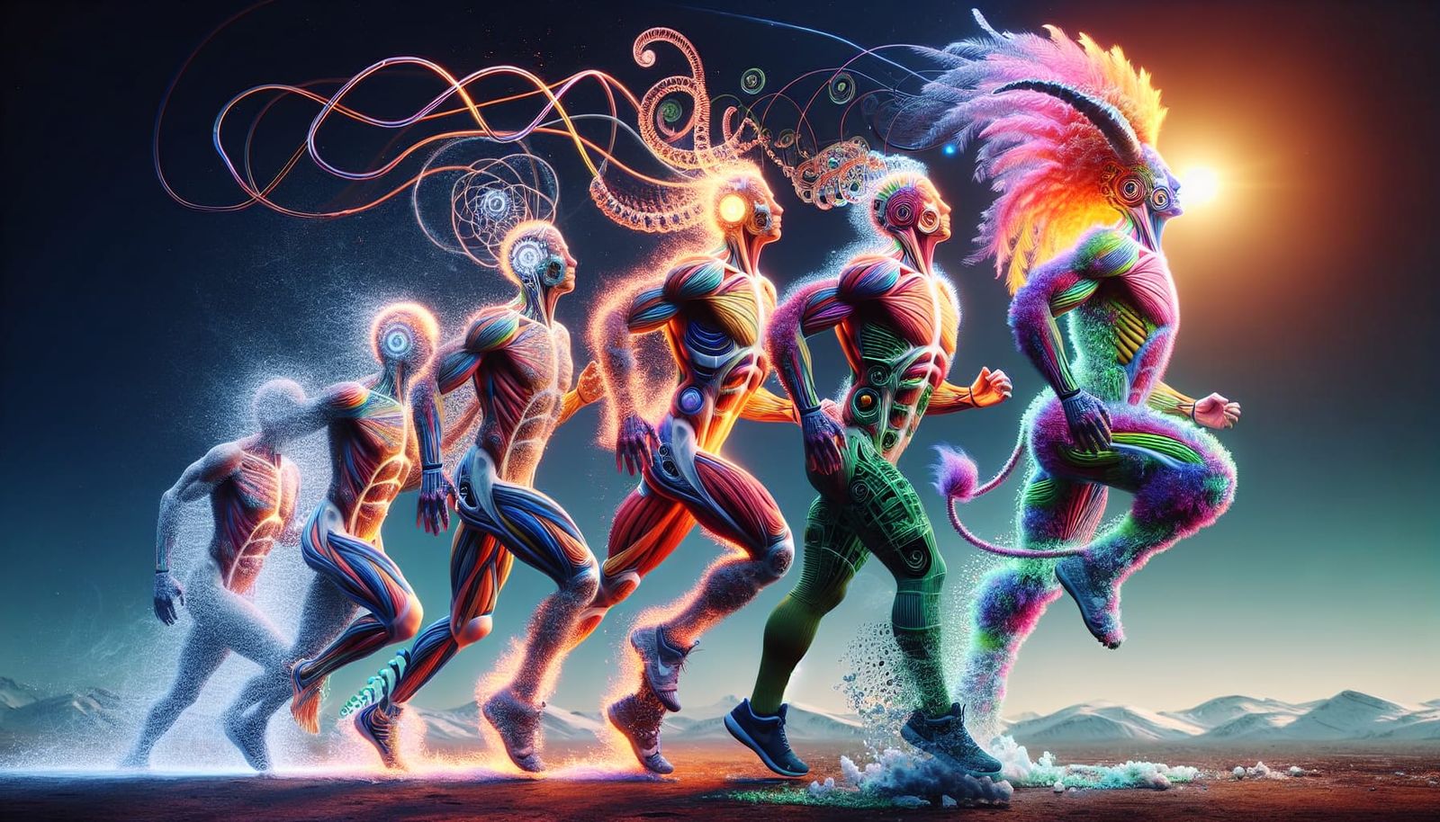 Surreal Cybernetic Minotaur Transformation in Digital Art