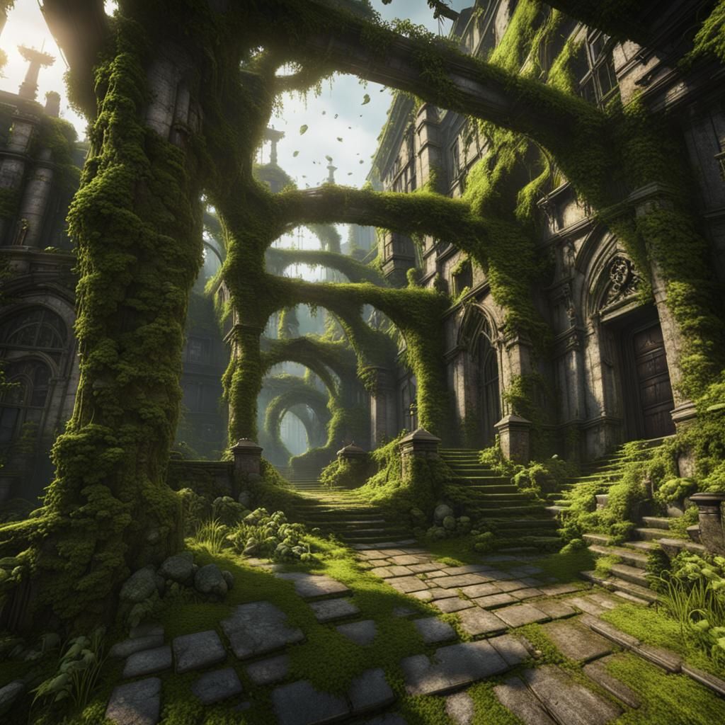 Overgrown City: Vines and Moss in 3D