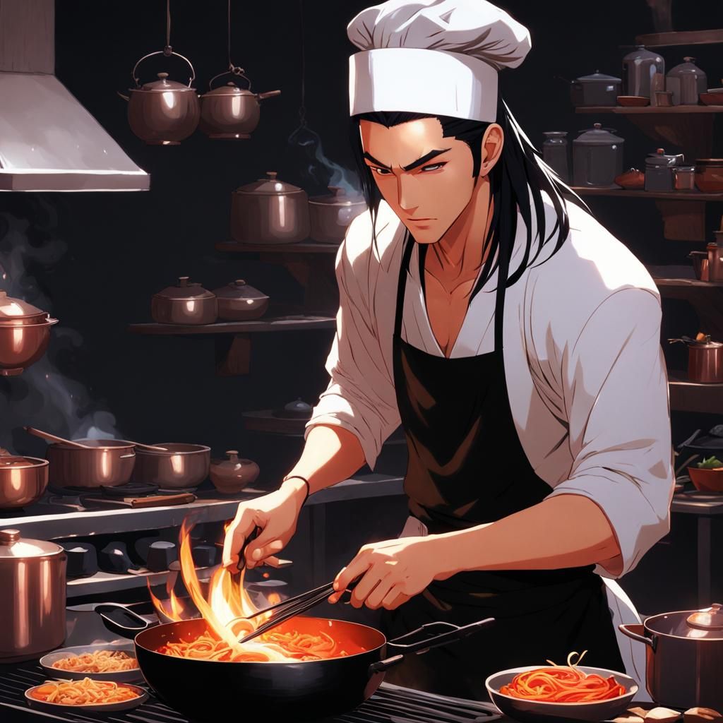 Anime Boy Cooking in Alchemist Lab, Artstation