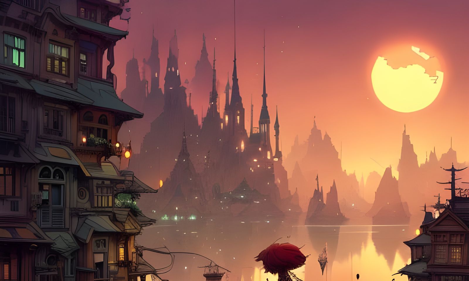 Sunset Town: Hyperdetailed Maximalist Digital Art