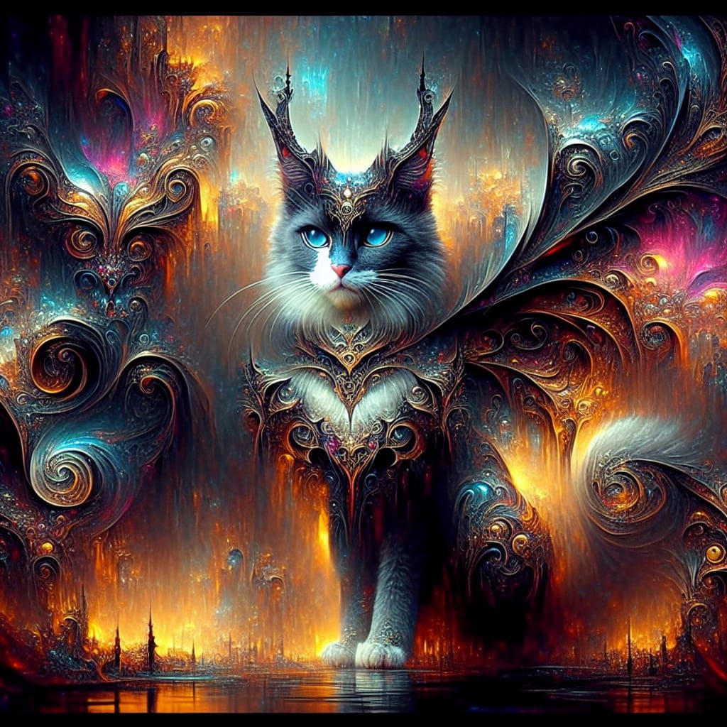 Intricate Gothic Cat in Dark Fantasy