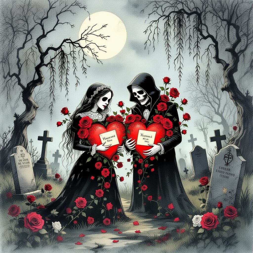 Haunted Hearts and Ghostly Roses in Victorian Cemetery