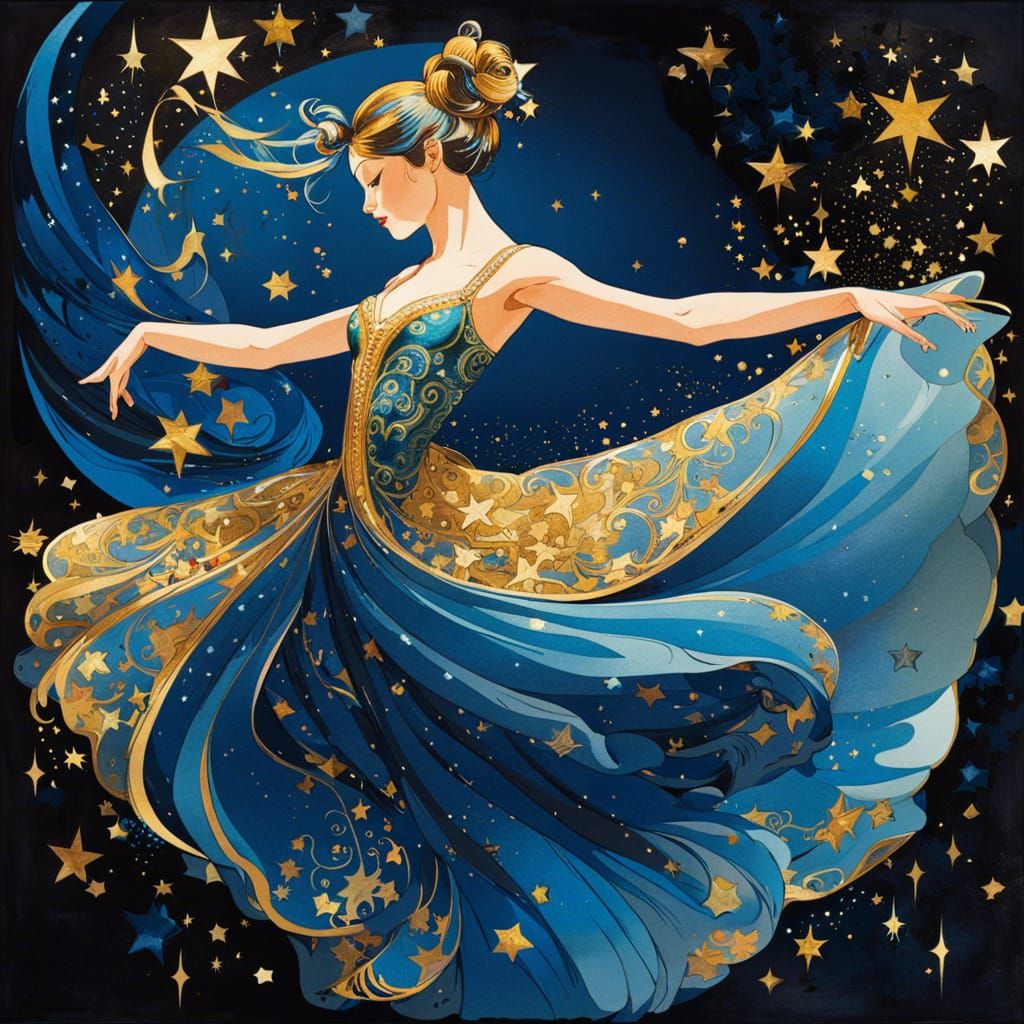 Ballet Dancer in Extravagant Costume Illustration