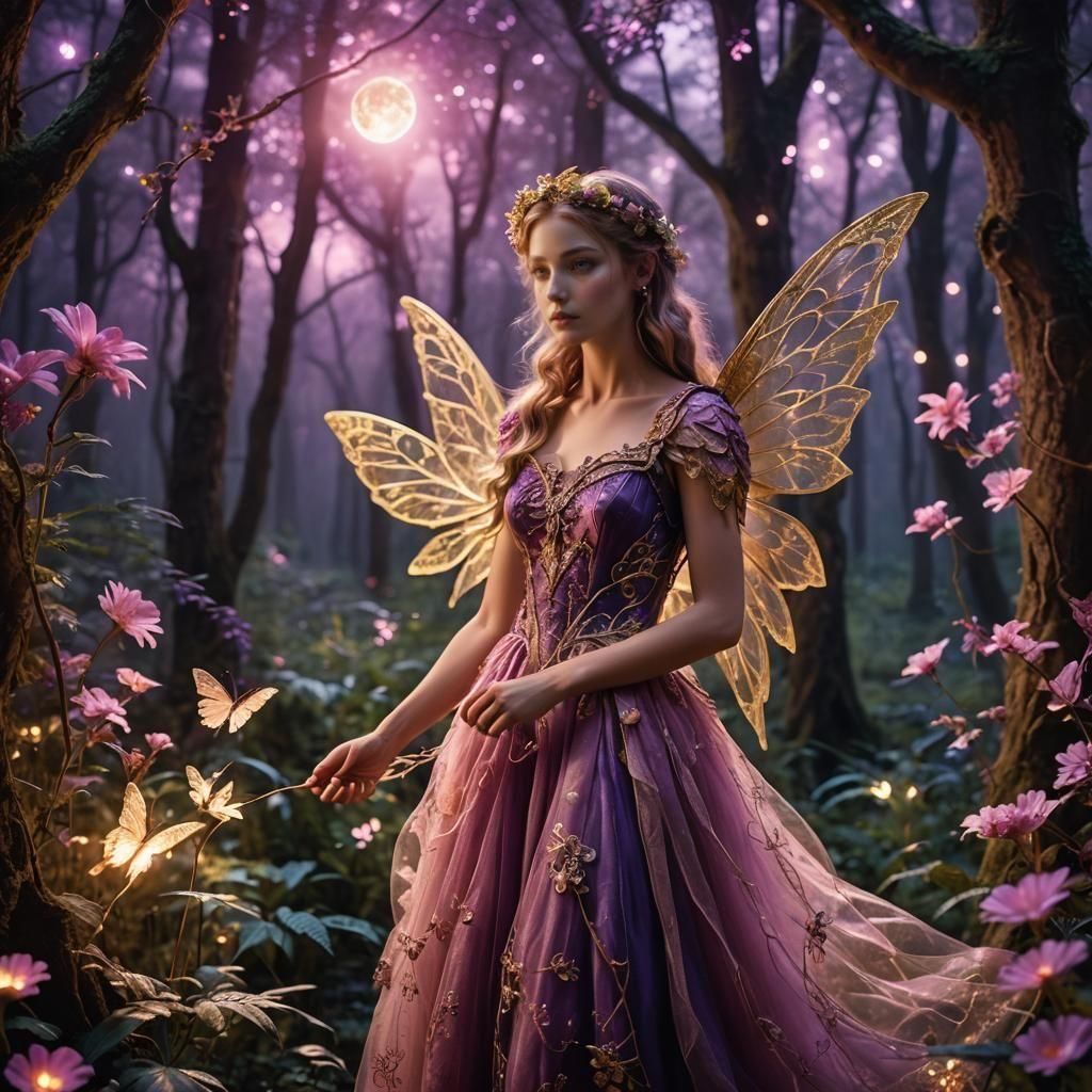 Mystical Fairy Tarot Card with Glowing Details