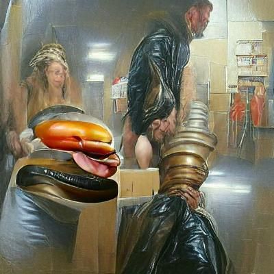 Unsettling Burger King Meal in Oil Painting Style