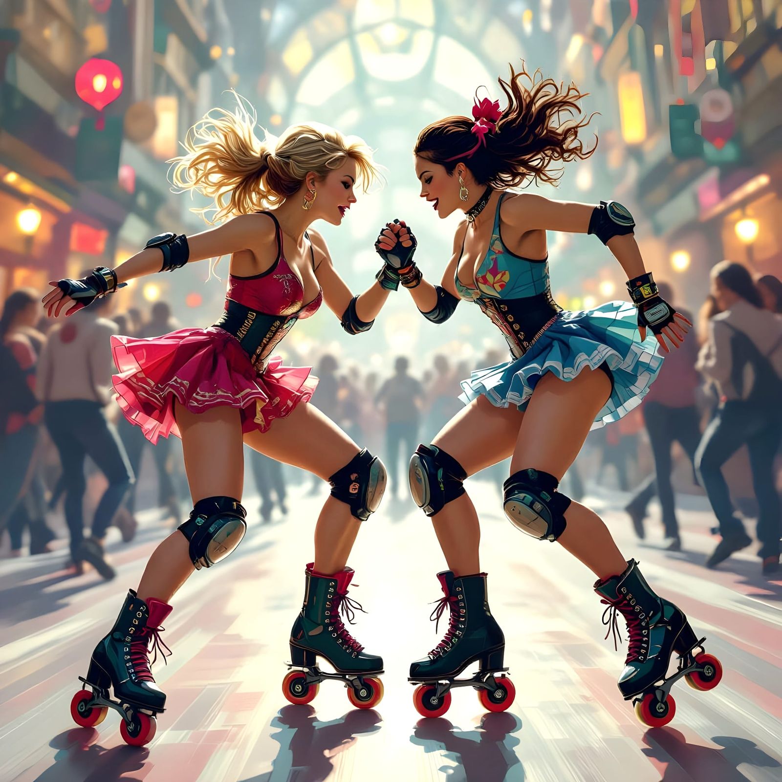 Roller Derby Clash: A Fantasy Concept Art Scene